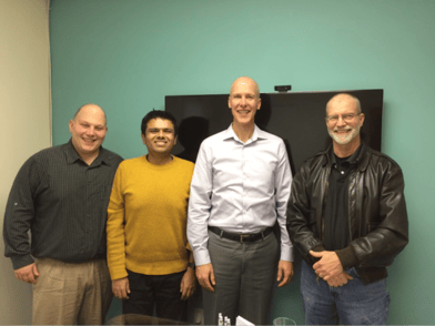 (L to R) Tony Busciglio (Acumen), Ashit Vora (Acumen), Mark Minnoch (SafeLogic), Steve Marquess (OpenSSL) Not pictured: Ryan Thomas (Acumen)