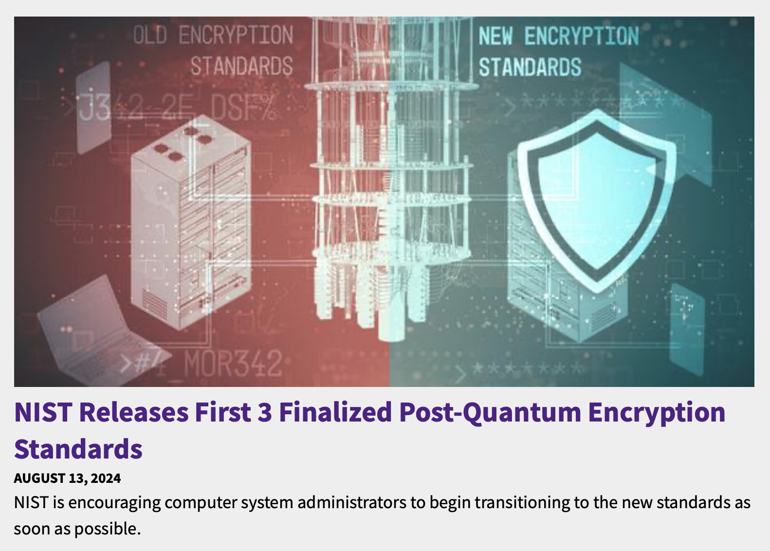 NIST PQC Standards News